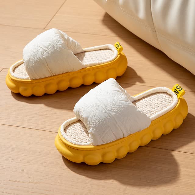 Women's Non-Slip Linen House Slippers with Thick EVA Sole - Cozy Indoor Slides for Home, Spa & Lounge Comfort - Breathable & Soft Home Shoes for Women