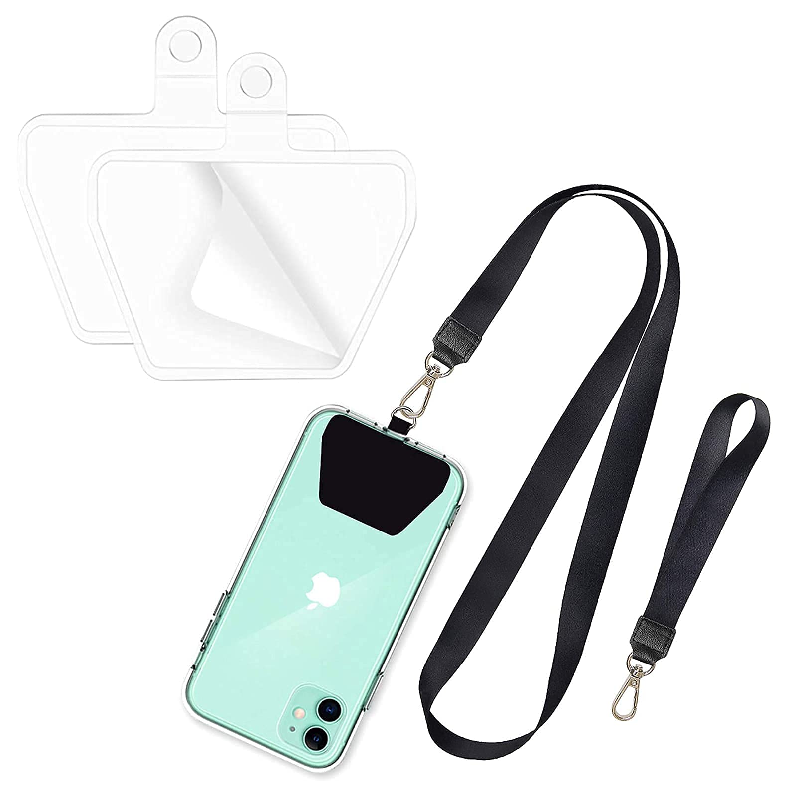 Universal Phone Lanyard Neck Strap & Wrist Tether Keychain Holder - Compatible with All Smartphones & Phone Cases - Secure Hands-Free Carry for Work, Travel, Gym - Black