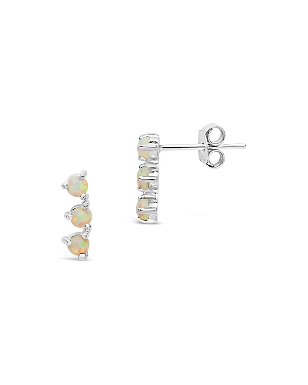 14K Sterling Silver Triple Opal Stud Earrings for Women - Elegant Birthstone Jewelry Gift for Anniversary, Birthday & Special Occasions