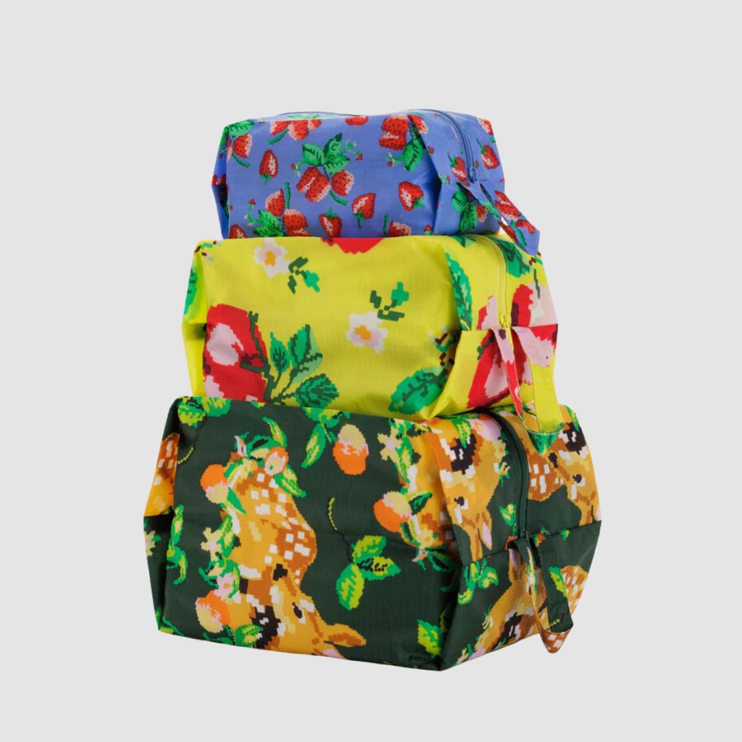3D Travel Zip Set with Needlepoint Fruit Design - Stylish Cosmetic Bag for Women | Perfect for Travel, Gym, and Everyday Use