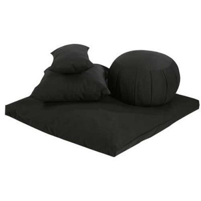 Organic Buckwheat Meditation Cushion Set (4-Piece) - Zafu, Zabuton & Support Pillows for Yoga, Zen & Mindfulness Practice - Natural Sand Color for Home & Studio Use