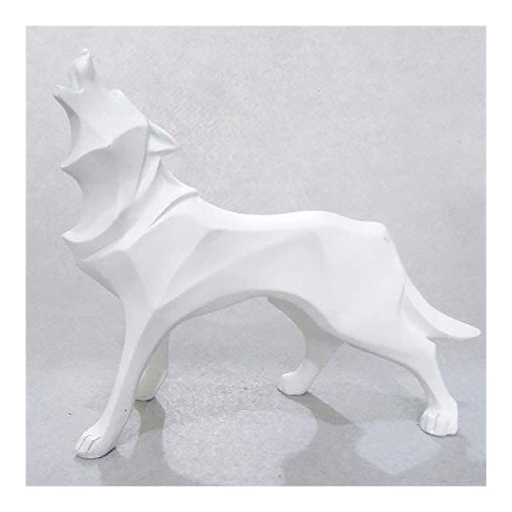 Abstract Wolf Dog Statue - Geometric Resin Sculpture for Home & Office Decor