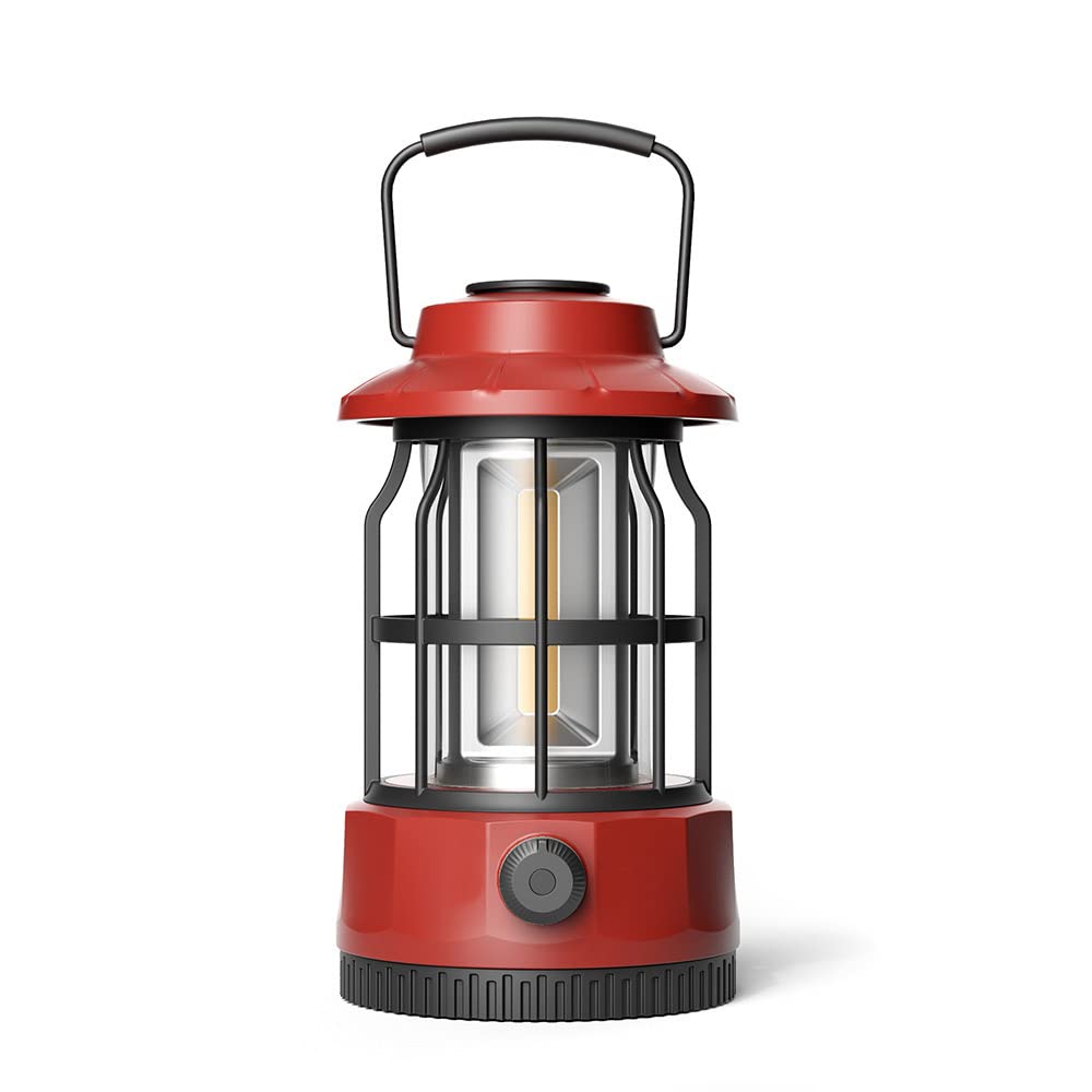 Tiardey LED Camping Lantern - Portable Electric Outdoor Lights, Waterproof Hanging Tent Light with Retro Design, Perfect for Camping, Hiking, Backyard & Emergency Use - Red