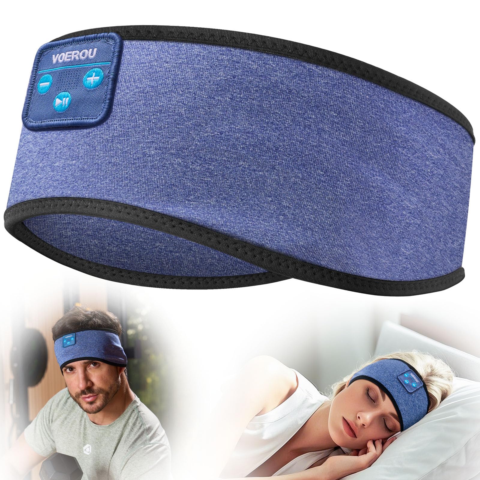 Voerou Bluetooth 5.4 Sleep Headphones & Sports Headband - Wireless Ultra-Thin Stereo Earphones for Sleeping, Workout, Running, Yoga & Meditation - Perfect for Men & Women at Home, Gym or Travel