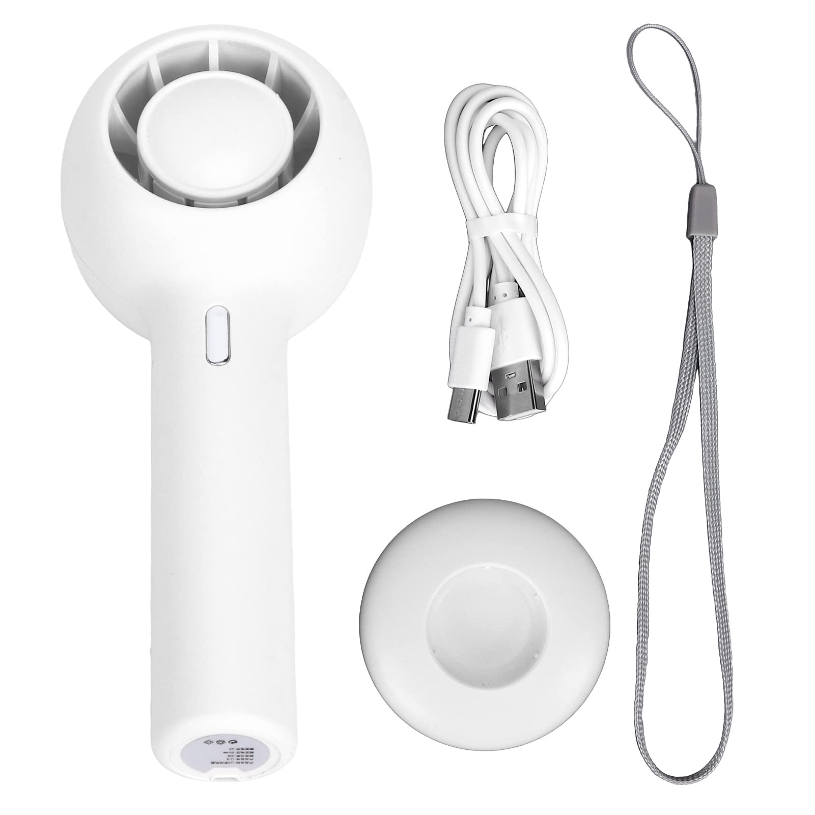 BTIHCEUOT Mini Portable USB Desk Fan - 3 Speed Adjustable, Ultra Quiet, Rechargeable Battery Operated - Perfect for Office, Home, Travel & Outdoor Use - White