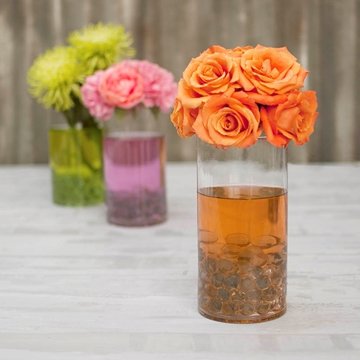 Clear Round Glass Vase - 4 x 8 Inches Cylinder Flower Vase for Home Decor, Wedding Centerpieces & Tabletop Arrangements