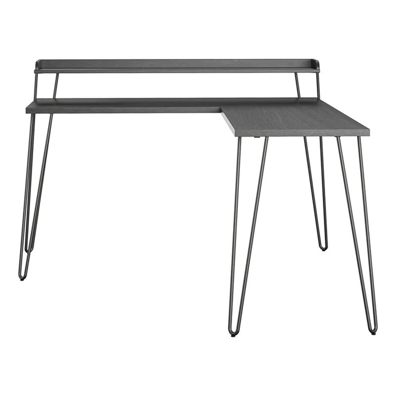 Ameriwood Home Haven L-Shaped Desk with Riser - Black Oak Finish, Computer Workstation for Home Office, Gaming & Study Space
