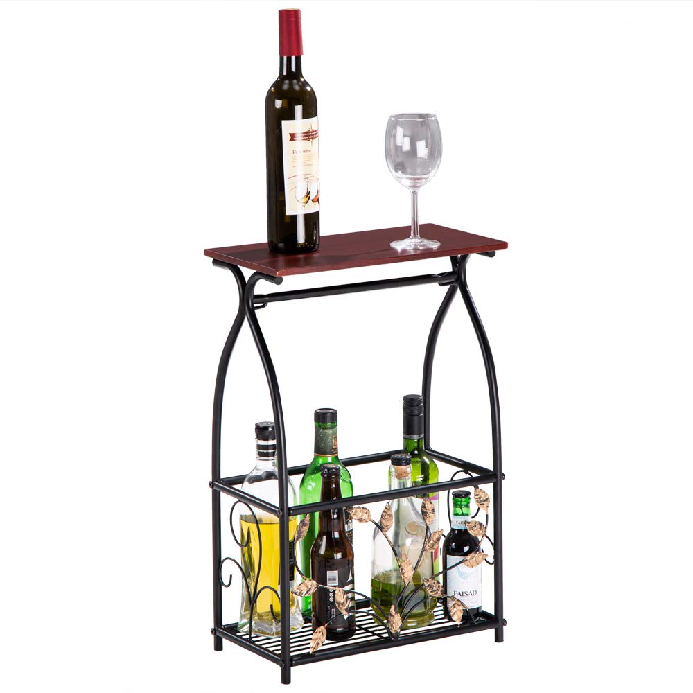 WEI WEI GLOBAL Wooden Top Metal Frame Bathroom Side Table - Toilet Paper Holder & Magazine Rack Storage Shelf, Brown | Perfect for Small Bathroom Organization & Living Room Storage