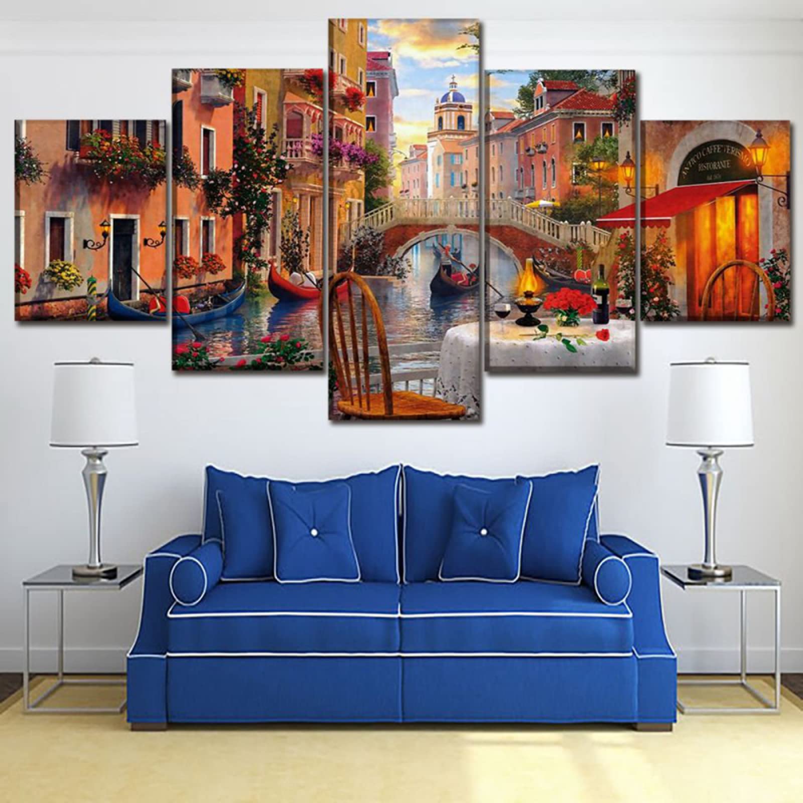 Goevk Modern Abstract City Landscape Canvas Wall Art - 5 Piece Modular Painting Set for Living Room Decor | Perfect for Home, Office & Apartment Wall Decor