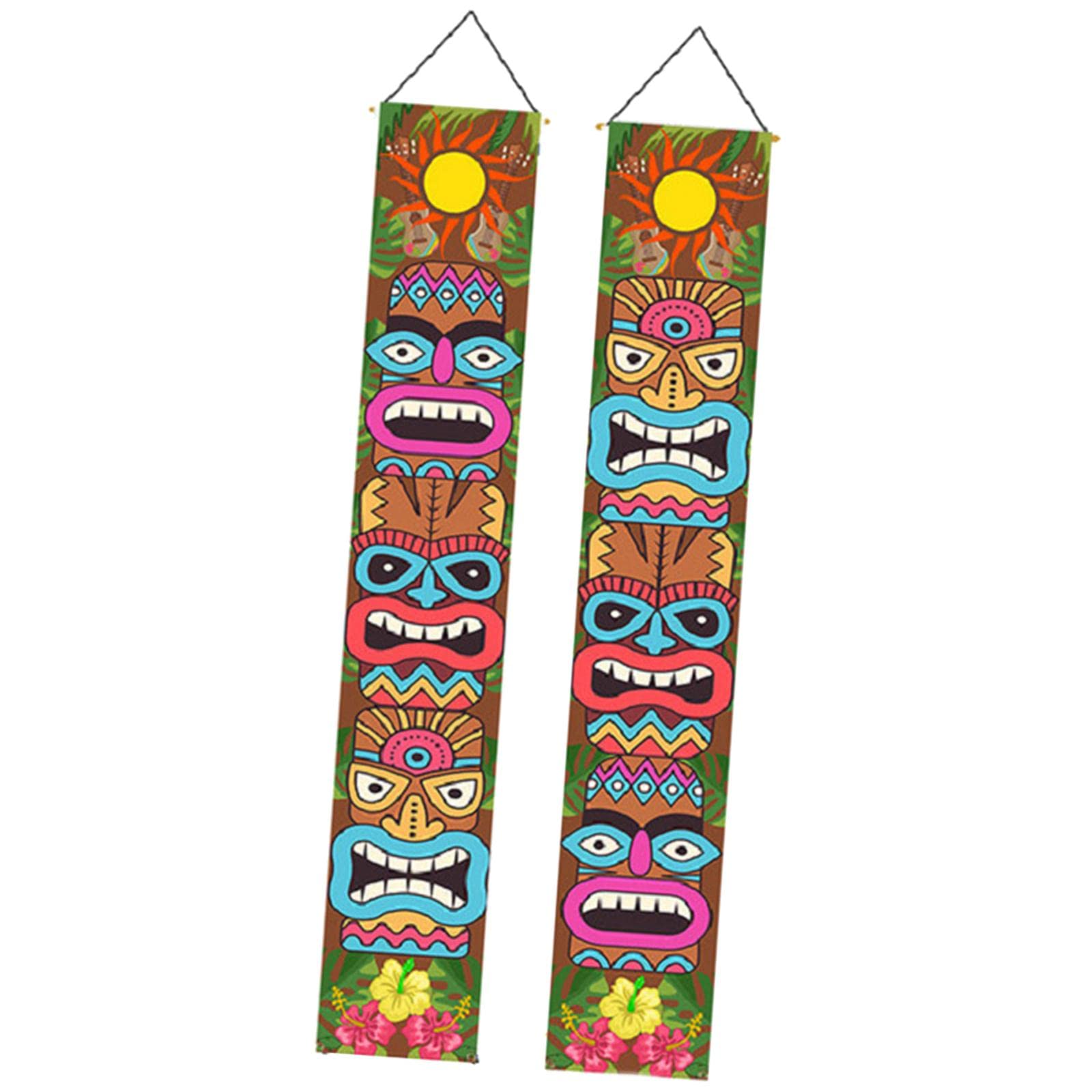 Milageto 2X Hawaiian Door Banners - Outdoor Porch Decor for Parties & Backdrops