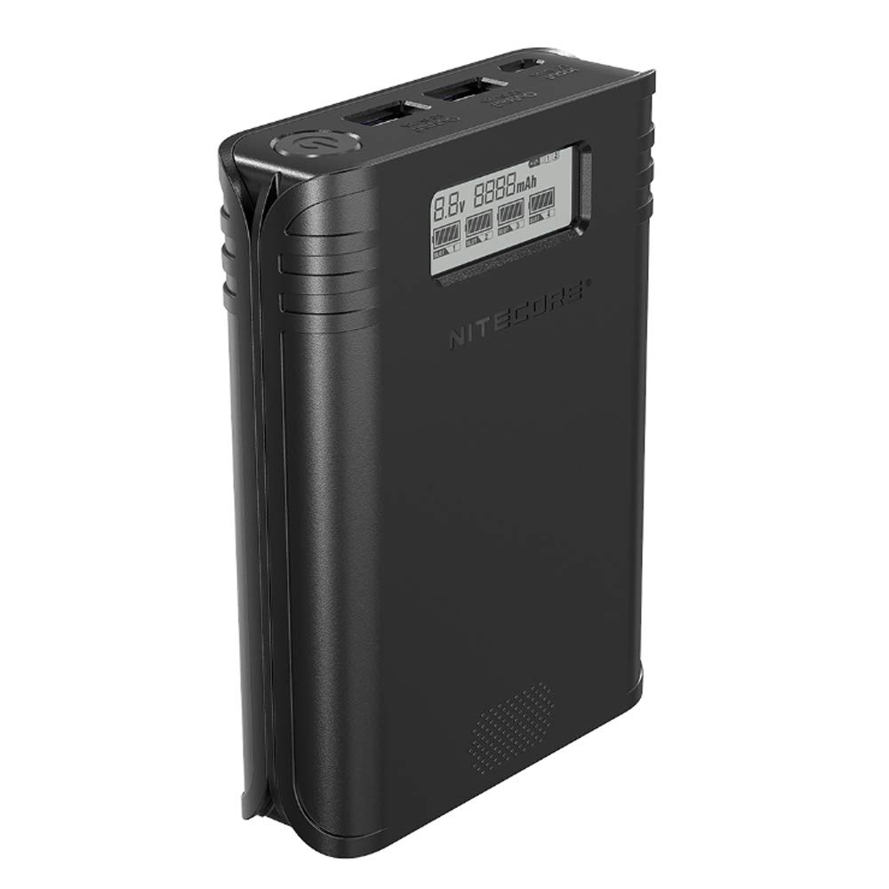 Nitecore F4 4-Slot Universal Battery Charger & Organizer for 18650, 21700, AA, AAA - Perfect for Camping, Travel & Emergency Kits