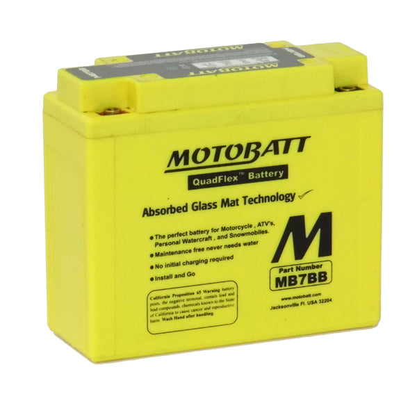 Motobatt MB7BB Motorcycle Battery - High Performance AGM Power Sports Battery for Harley, Honda, Kawasaki - Perfect for Cruisers, Touring Bikes & Off-Road Adventures