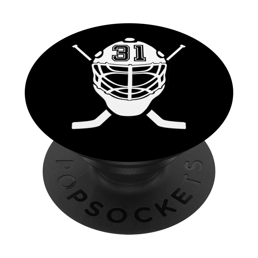 Hockey Player #31 Jersey No. 31 Helmet Ice Gadget Gift - Swappable PopGrip for Phones & Tablets - Perfect for Fans, Players, and Ice Hockey Enthusiasts