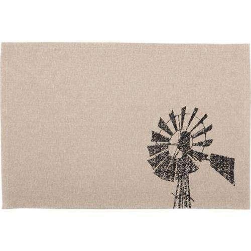 6-Piece Sawyer Mill Windmill Placemats Set - Farmhouse Style Decorative Table Mats for Dining Room, Kitchen, and Outdoor Picnics