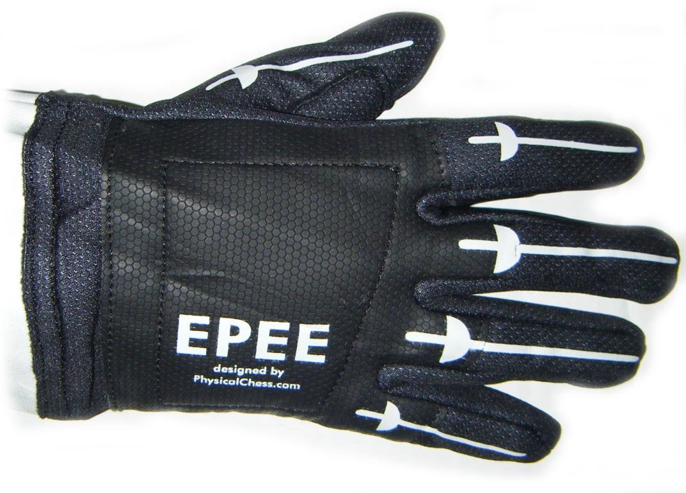 Washable Fencing Gloves with Epee Black Palm & Printed Backhand - Durable Practice & Competition Gear for Fencing Enthusiasts