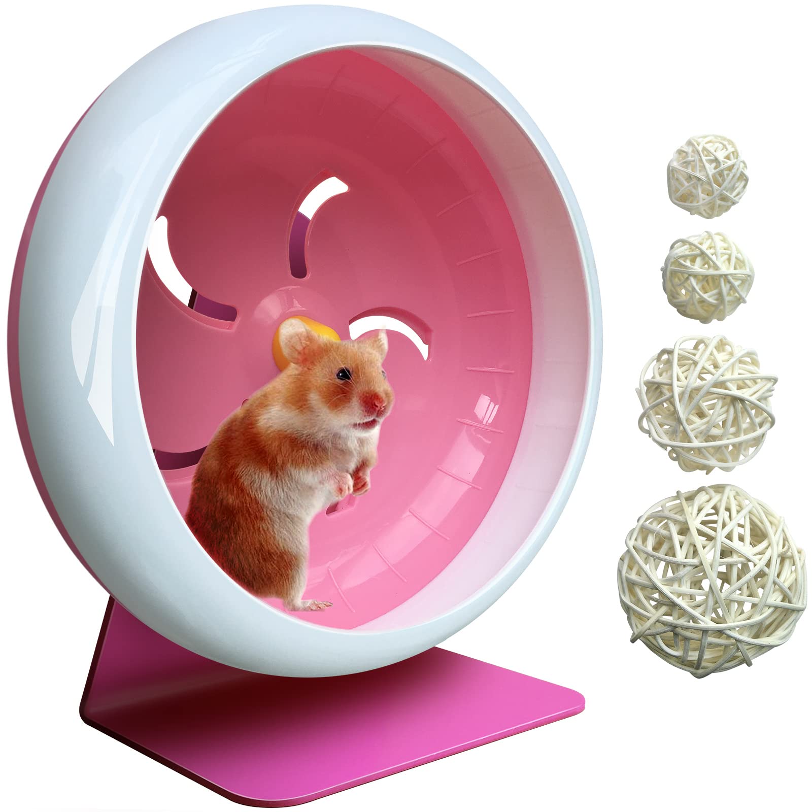 Super-Silent 7-inch Adjustable Hamster Exercise Wheel - Pink Quiet Spinner for Hamsters, Gerbils & Small Pets | Perfect for Nighttime Use in Bedrooms & Noise-Sensitive Homes