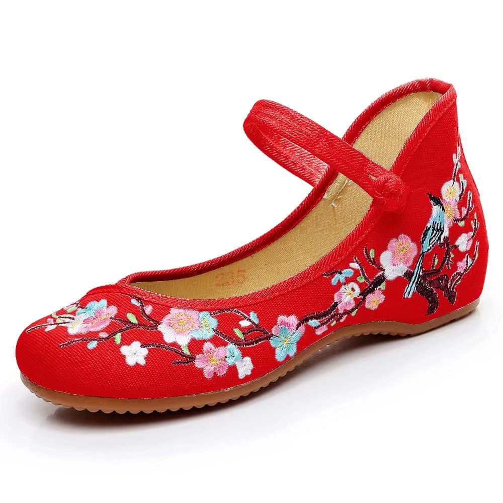 TN TANGNEST Women's Floral Embroidered Loafers - Comfortable Round Toe Ballet Flats for Casual Wear | Perfect for Office, Walking, Travel & Daily Outfits
