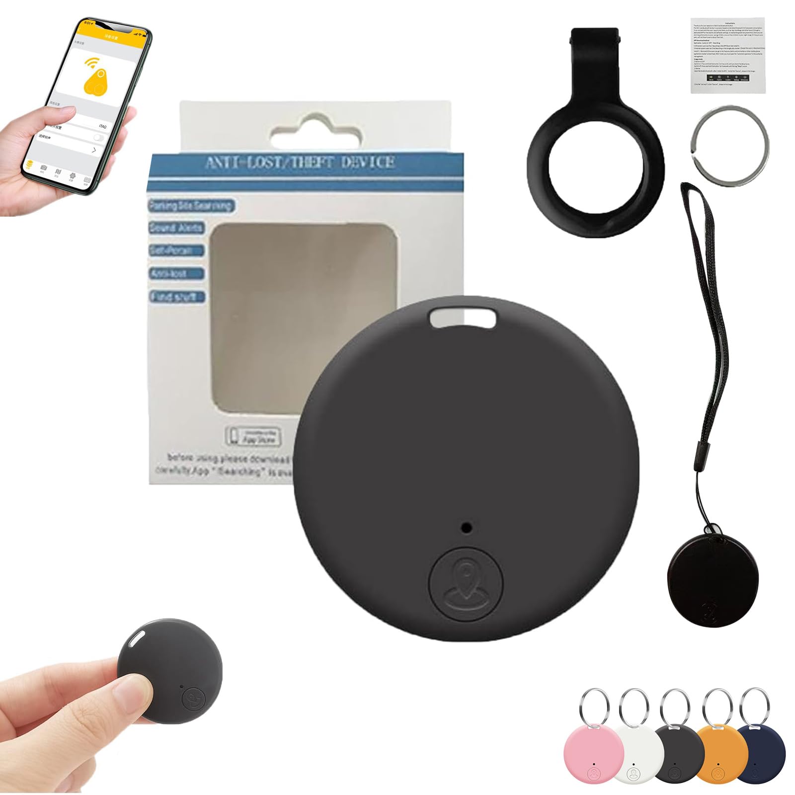 Oveallgo EasyFind Mini Magnetic GPS Tracker for Cars, Vehicles & Personal Items - Strong Anti-Lost Smart Locator for Keys, Elderly & Kids (Black) | Perfect for Tracking Cars, Valuables & Loved Ones