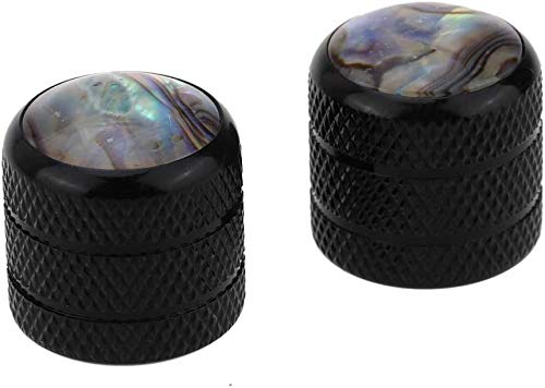 Premium Metal Abalone Top Dome Knobs for Fender Telecaster & Bass Guitar - Metric Size, Black Stripe Design - Perfect for Electric Guitar Upgrades & Customization