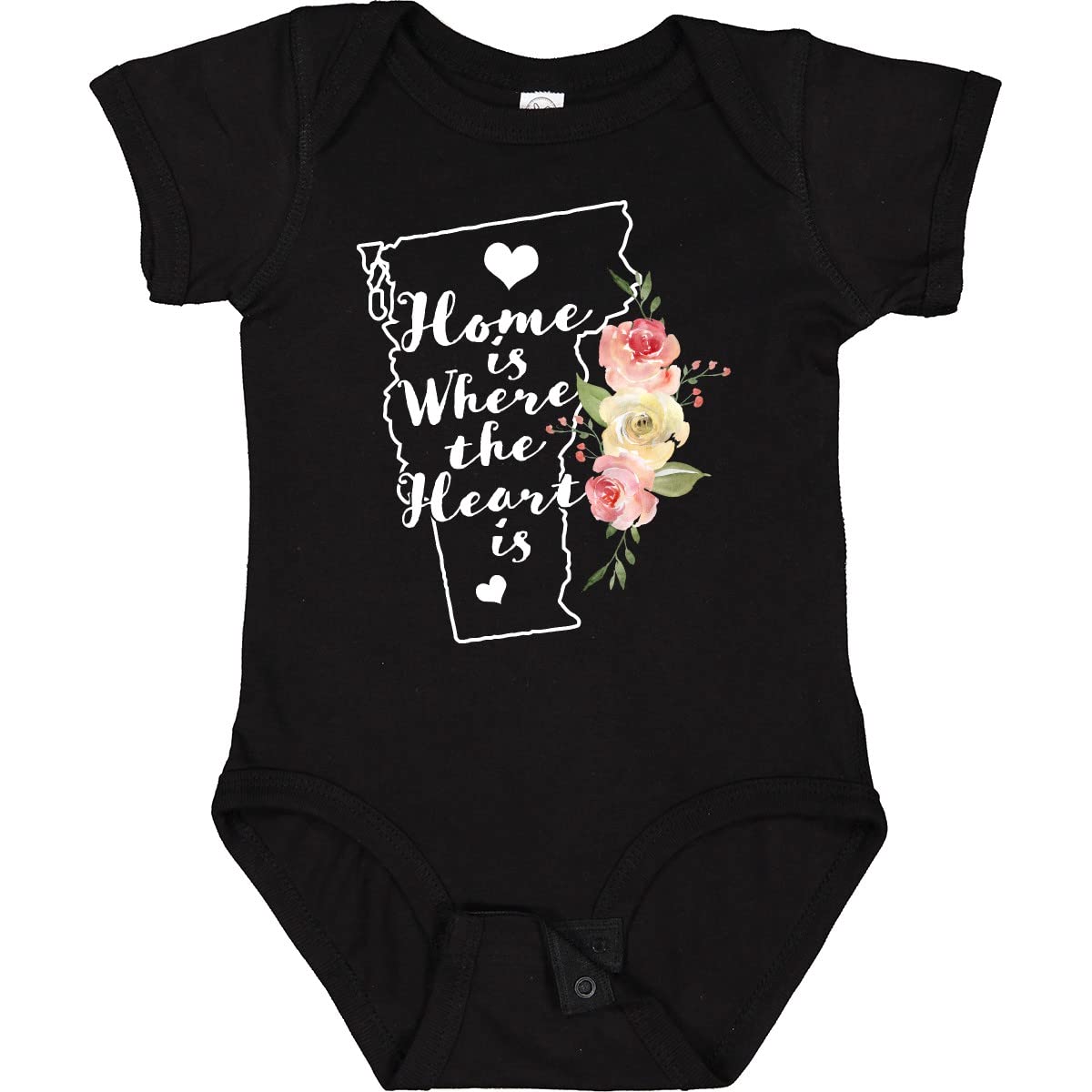 Inktastic Vermont Home is Where The Heart is Watercolor Baby Bodysuit - Soft Cotton Infant Onesie for Newborns, Baby Showers & Family Photos