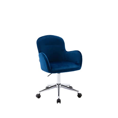 Velvet Swivel Office Chair - Adjustable Height Ergonomic Desk Chair for Home & Work, Blue - Perfect for Home Office, Study & Gaming