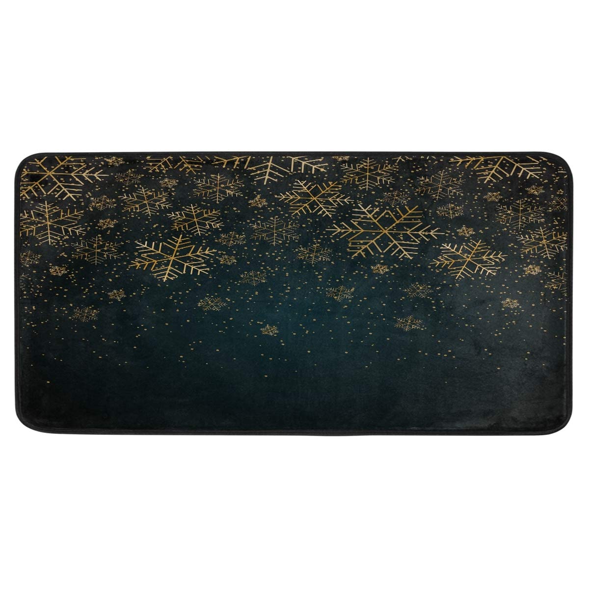 Christmas Gold Snowflake Non-Slip Kitchen Rugs - Soft Bath Mats & Runner for Home Decor, 39