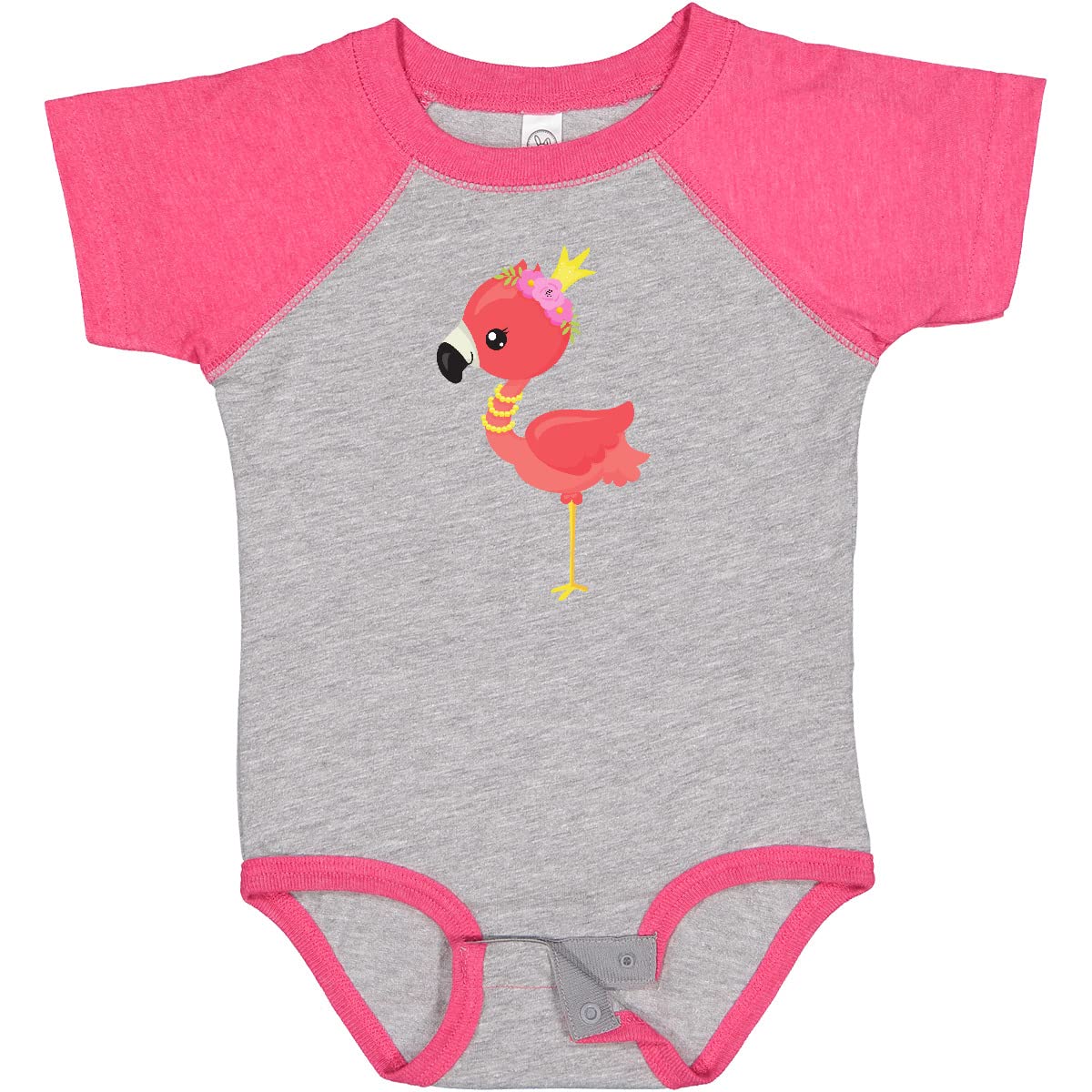 Inktastic Princess Flamingo Baby Bodysuit - Cute Flamingo with Crown & Flowers Design - Perfect for Birthdays, Baby Showers & Photoshoots
