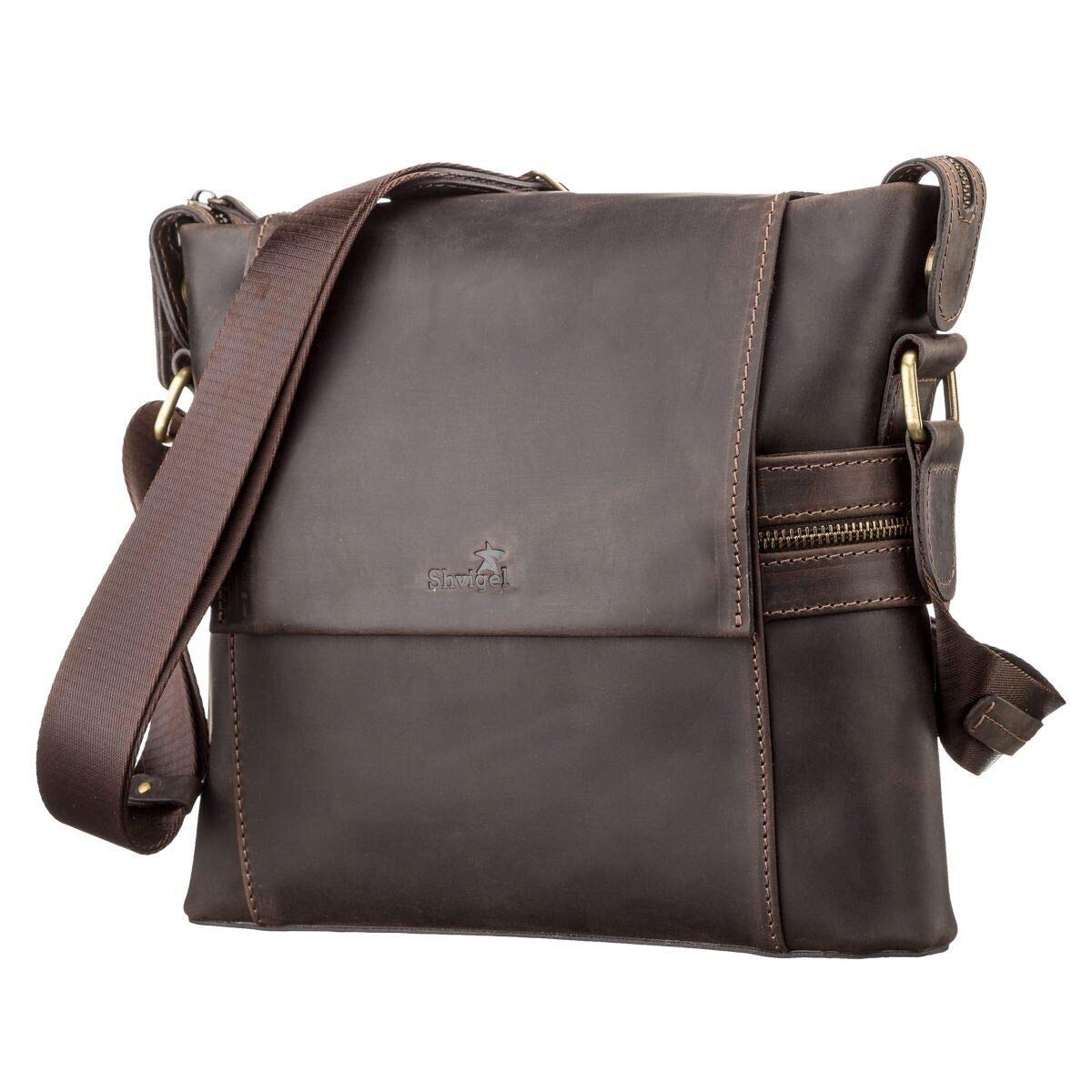 Premium Genuine Leather Messenger Bag for Men - Stylish & Durable Brown Crossbody Bag 11097 - Perfect for Work, Travel & Everyday Use