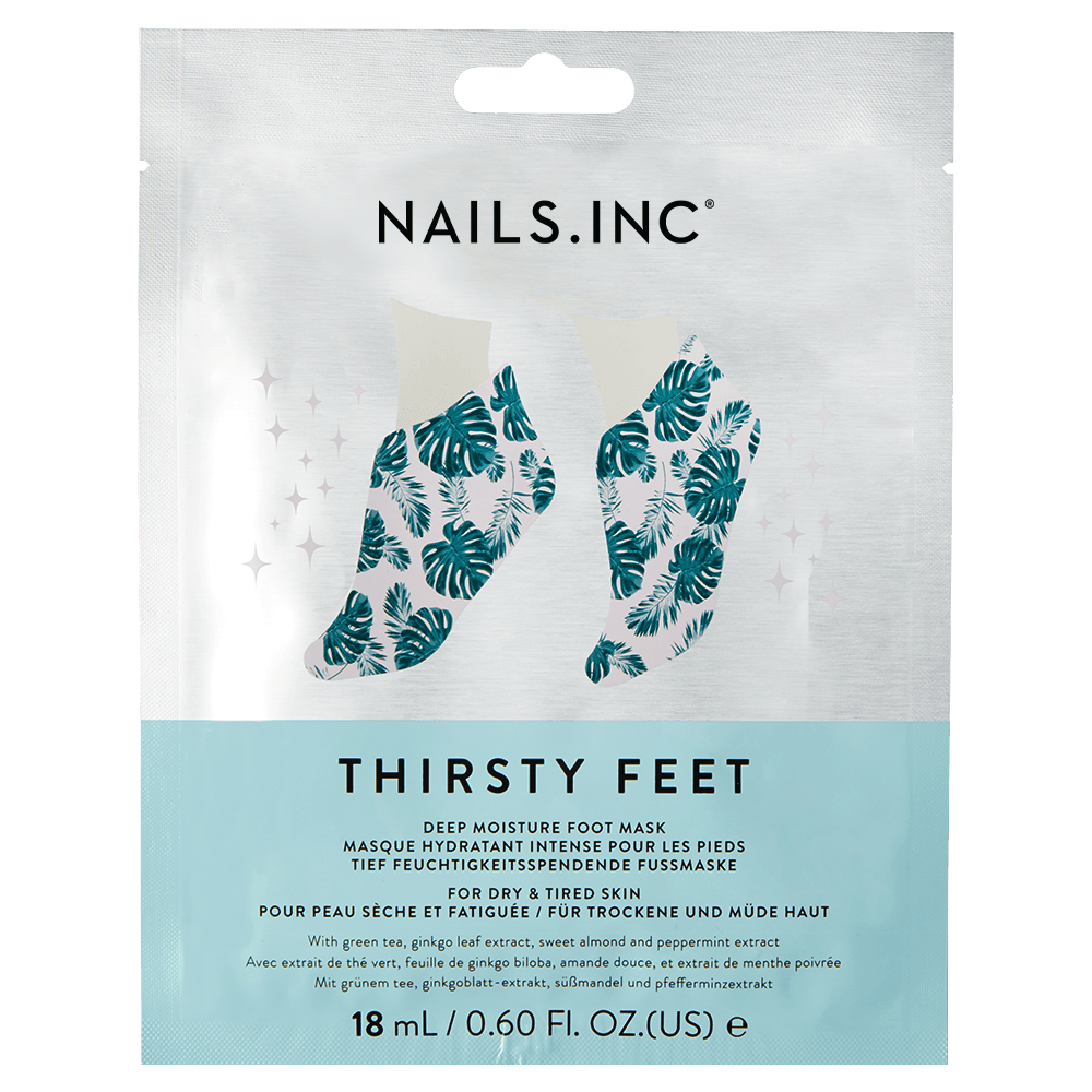 Nails Inc Thirsty Feet Hydrating Foot Mask - Deep Moisturizing Treatment for Dry, Cracked Heels | At-Home Spa Pedicure & Self-Care Essential