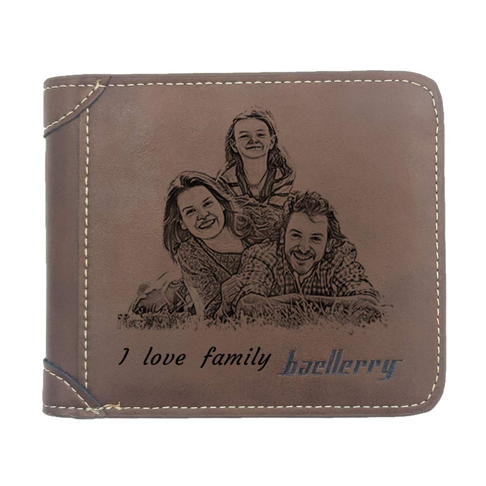 Personalized Leather Photo Wallet for Men - Custom Engraved Gift for Dad, Husband, Boyfriend | Perfect Christmas, Birthday & Anniversary Present for Loved Ones | Ideal for Travel, Everyday Carry & Special Occasions