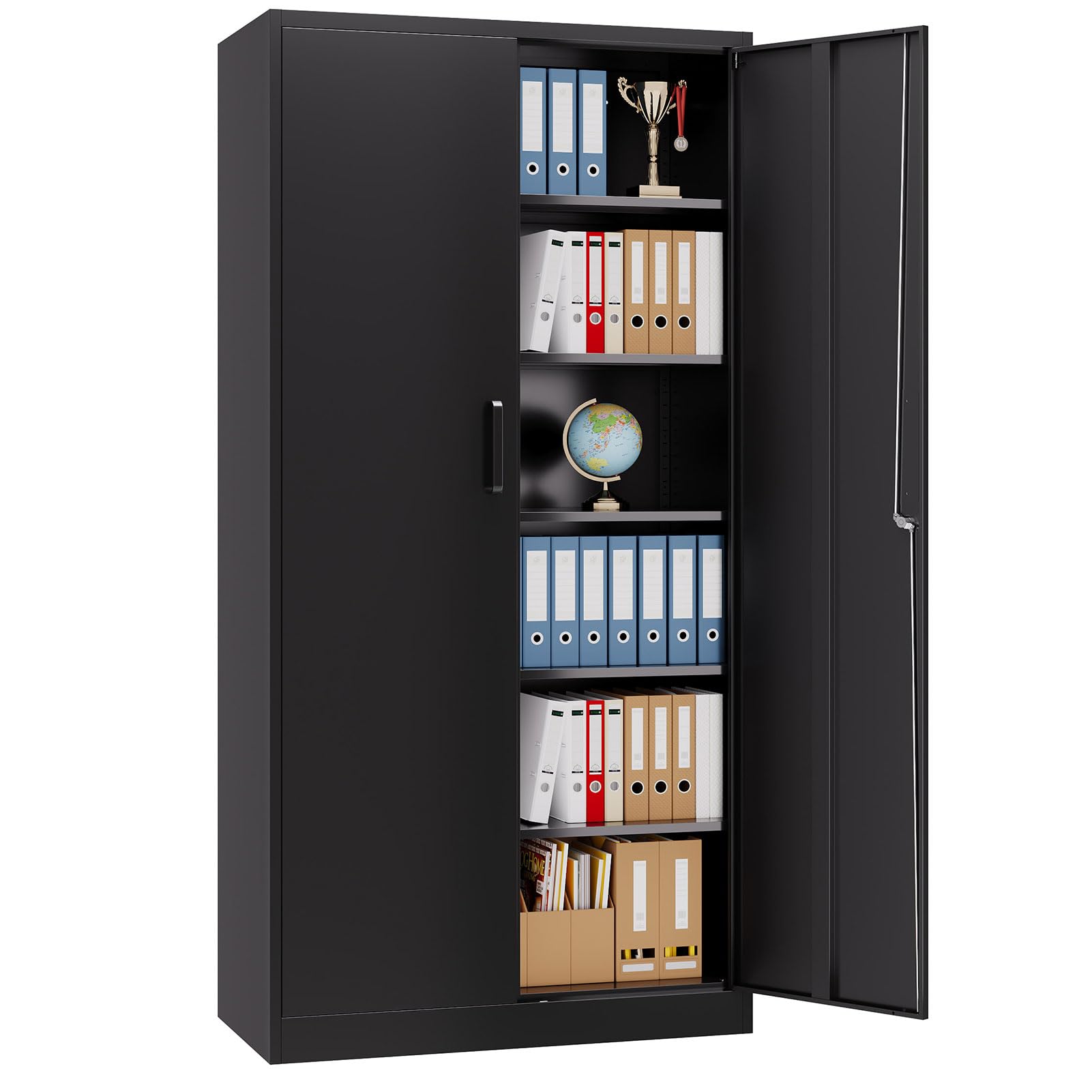 Metal Garage Storage Cabinet - Tall Black Lockable Tool Cabinet with Doors & Adjustable Shelves for Garage, Basement, Home Office | Heavy-Duty Organization for Tools, Equipment & Supplies
