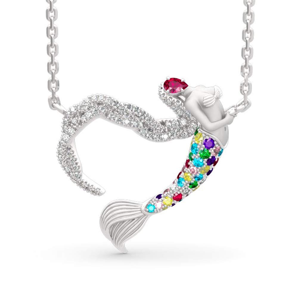 Jeulia Sterling Silver Mermaid Pendant Necklace for Women - Elegant Ocean-Themed Jewelry Gift for Girlfriend, Wife, Valentine's Day & Birthday - Comes with Jewelry Box | Perfect for Beach Vacations, Romantic Dates & Special Occasions