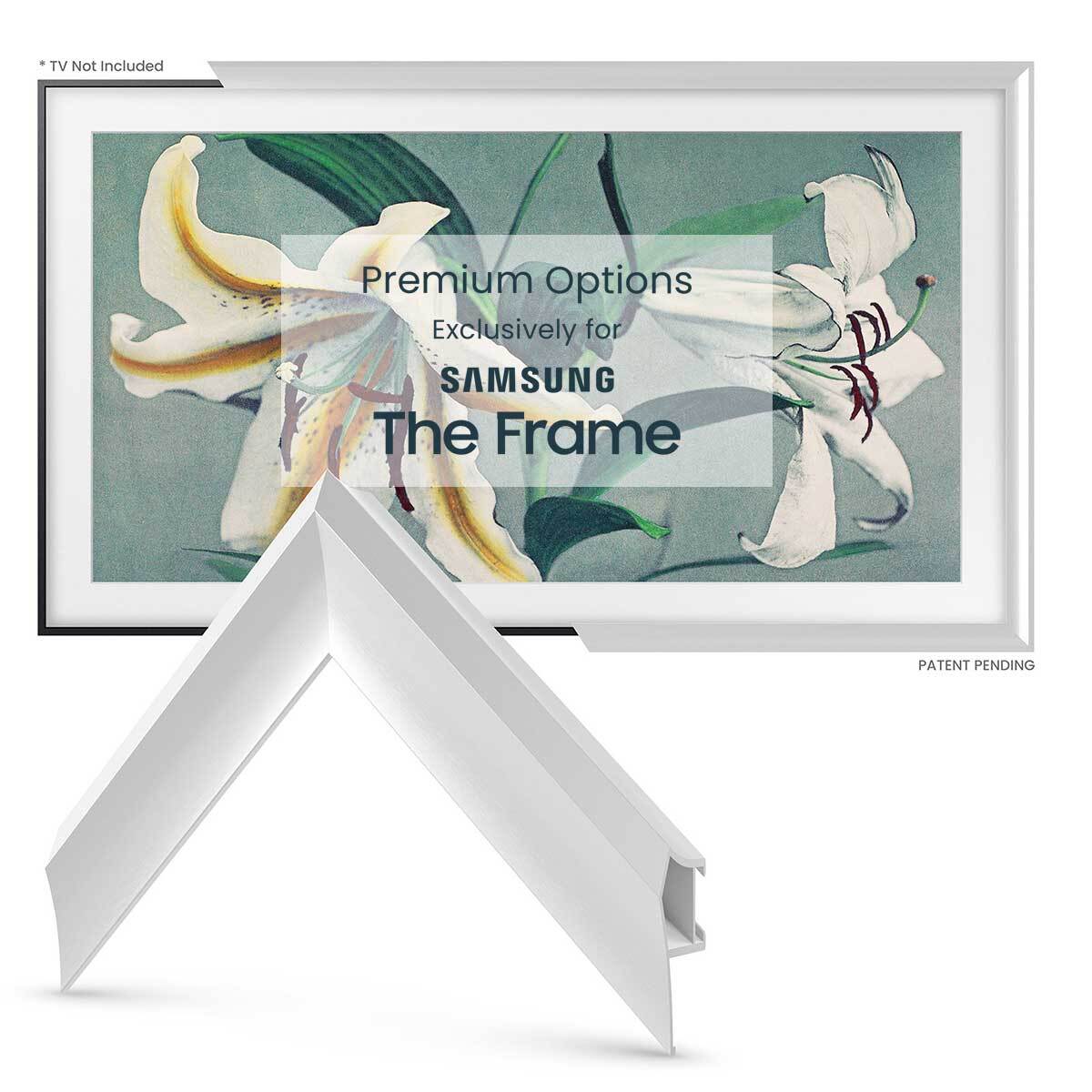 Samsung Frame TV Bezel - Pure White Alloy Prismatic Design for Modern Home Decor | Perfect for Living Room, Bedroom & Office Wall Mounting