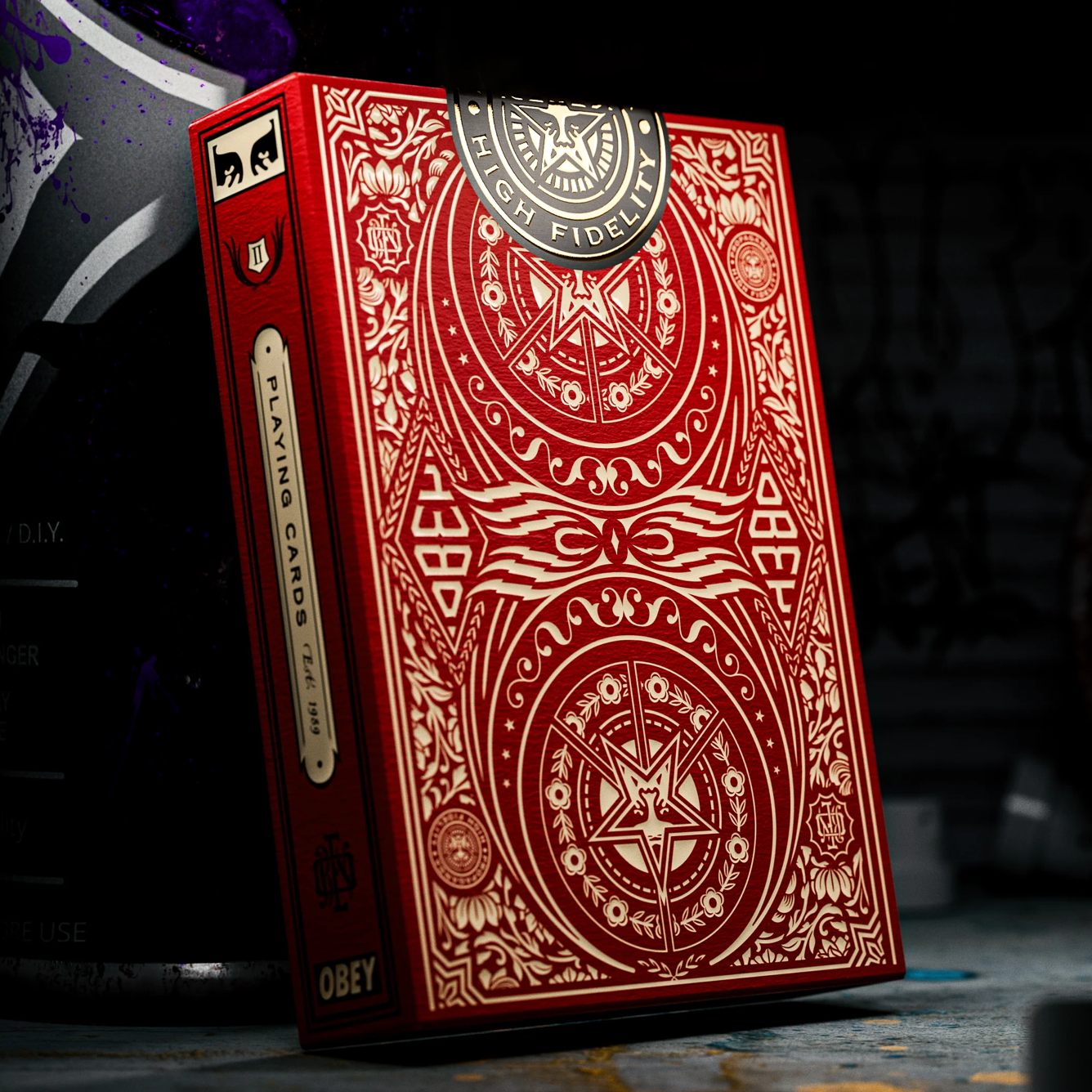 Obey Playing Cards - Premium Red Deck for Poker, Magic Tricks & Card Games | Perfect for Parties, Casino Nights & Collectors
