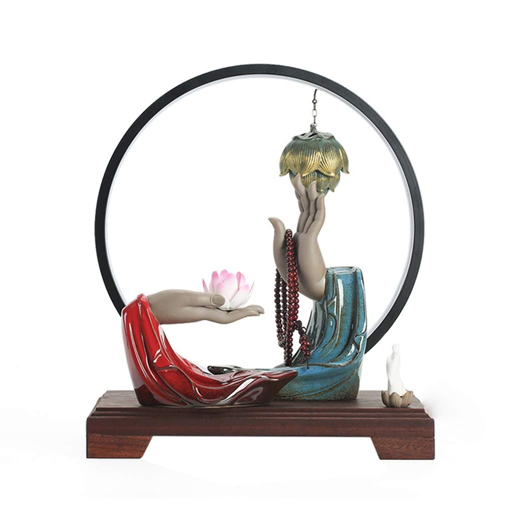 LED Backflow Incense Burner - Handmade Ceramic Aromatherapy Diffuser with Decorative Figurine for Home Decor, Meditation & Relaxation | Perfect for Living Room, Bedroom & Yoga Space