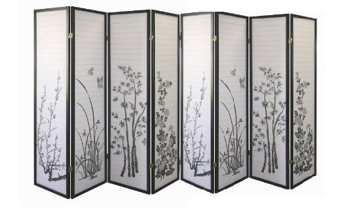 8 Panel Floral Room Divider - Decorative Folding Screen for Home, Office & Wedding - Privacy Partition with Beautiful Flower Design for Living Room, Bedroom & Event Spaces