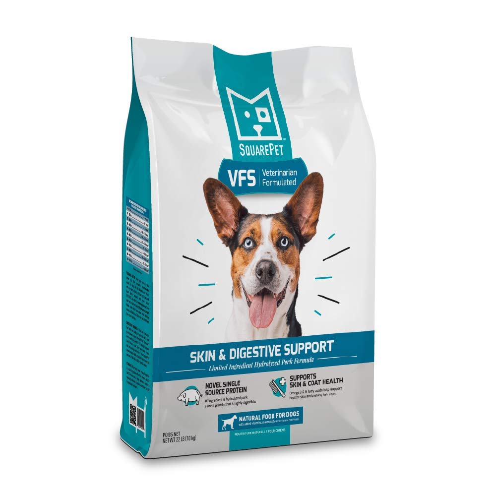Hydrolyzed Protein Dry Dog Food for Skin & Digestive Support - Veterinarian Formulated, Pork Flavor 22lb - Relieves Hot Spots & Itchiness - Perfect for Dogs with Allergies & Sensitive Stomachs