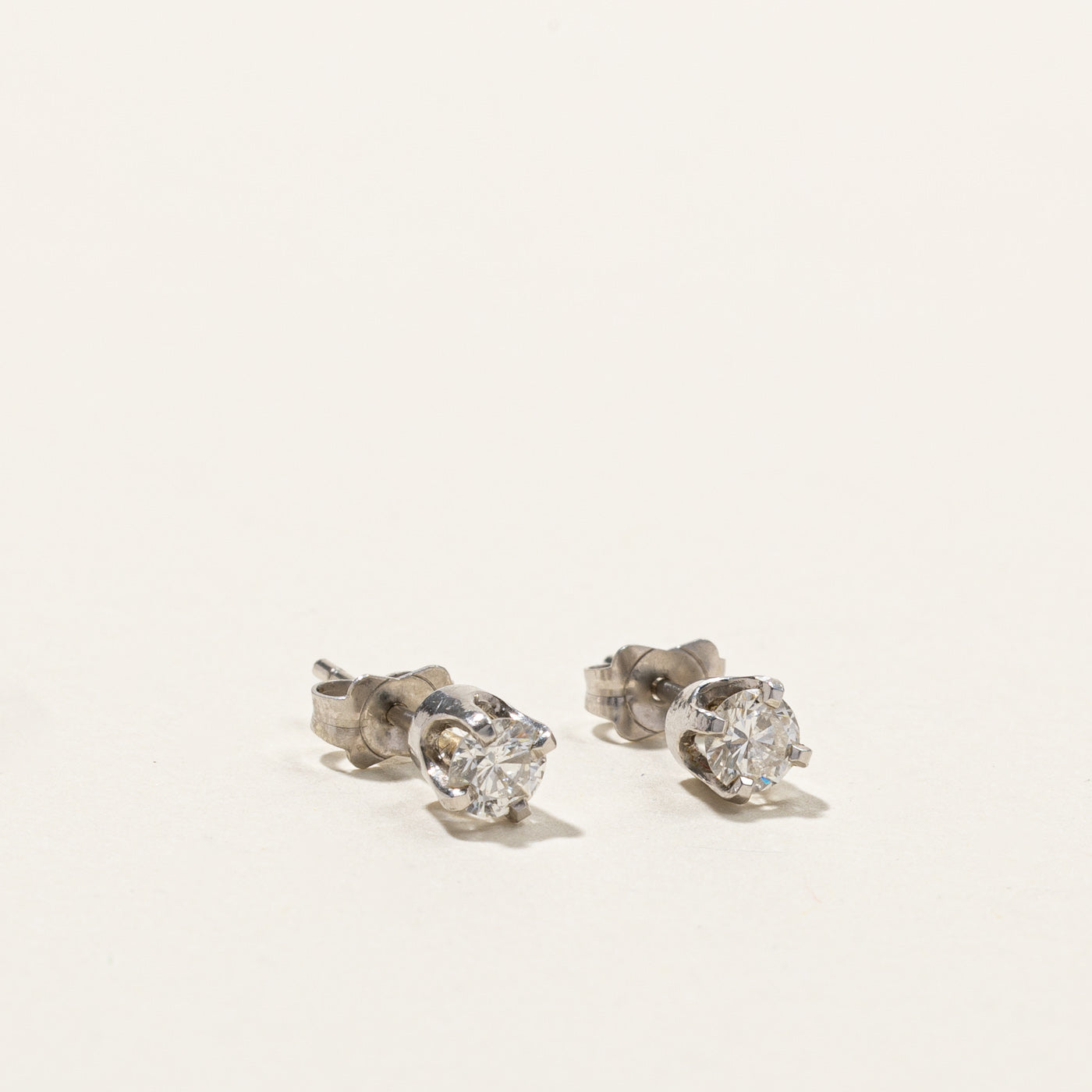 0.44ctw Diamond Stud Earrings for Women - Round Cut 14K White Gold Earrings for Everyday Wear & Special Occasions