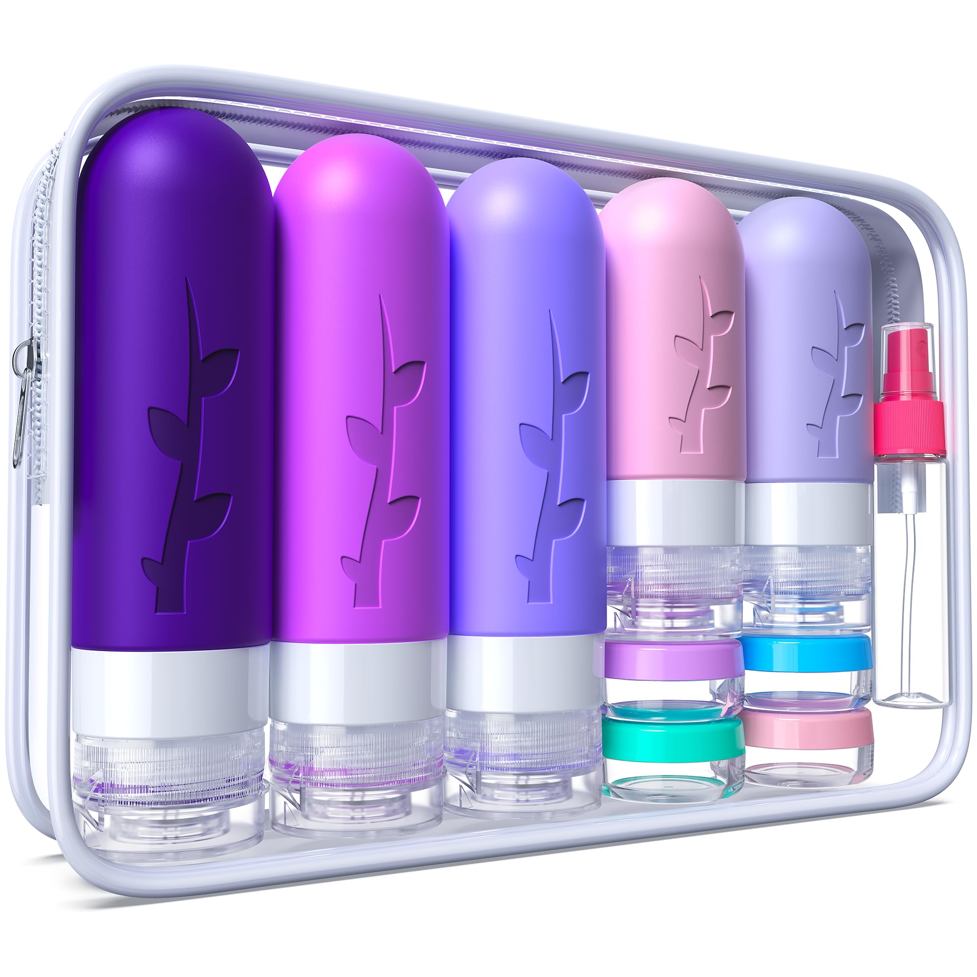 19 Pack TSA Approved Silicone Travel Bottles for Toiletries - Leak Proof Refillable Containers for Shampoo, Conditioner & Lotion - Perfect for Air Travel, Gym & Vacation Essentials