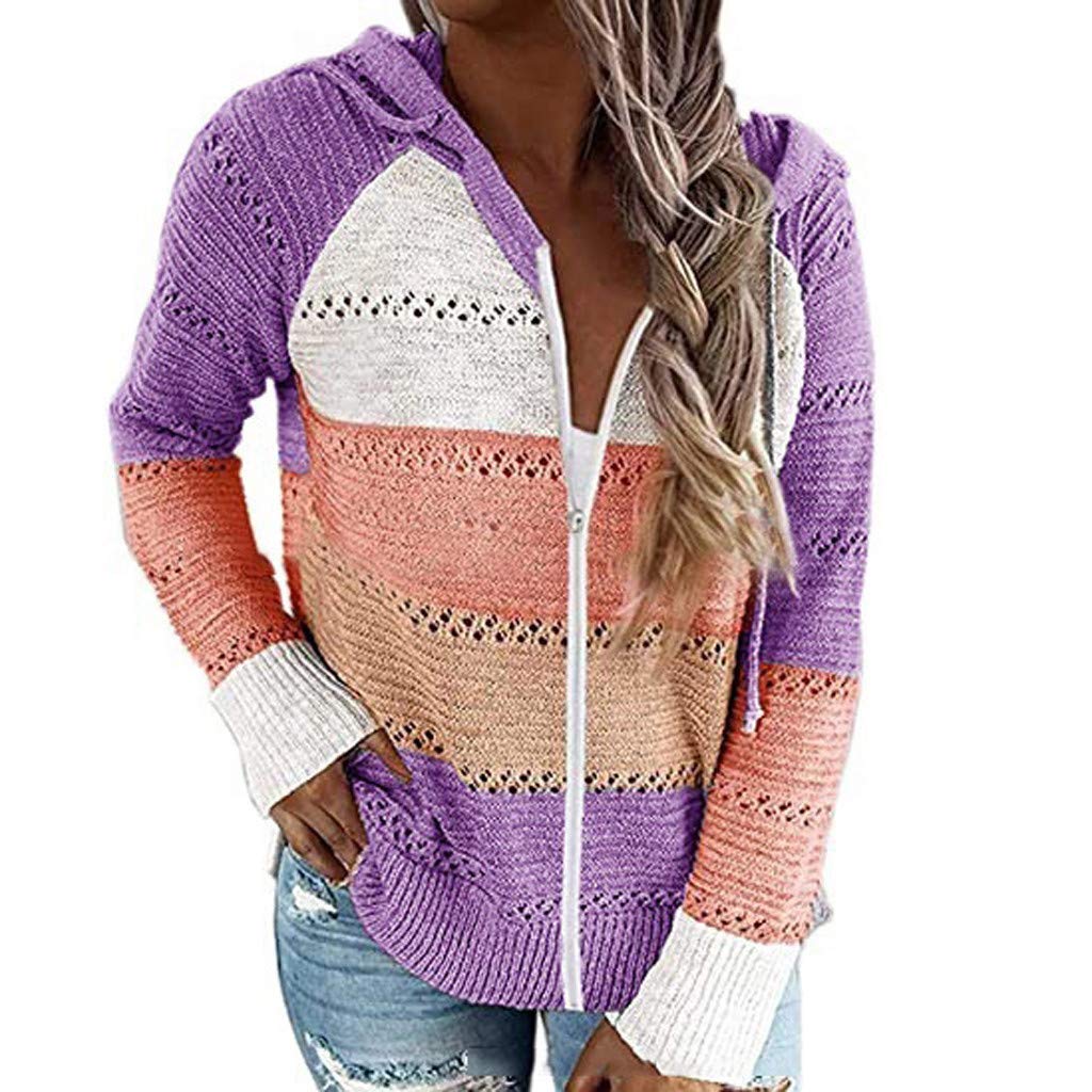 Women's Sexy Color Block Hooded Sweater - Fashion Casual Long Sleeve Drawstring Pullover Tops for Streetwear & Lounge Wear