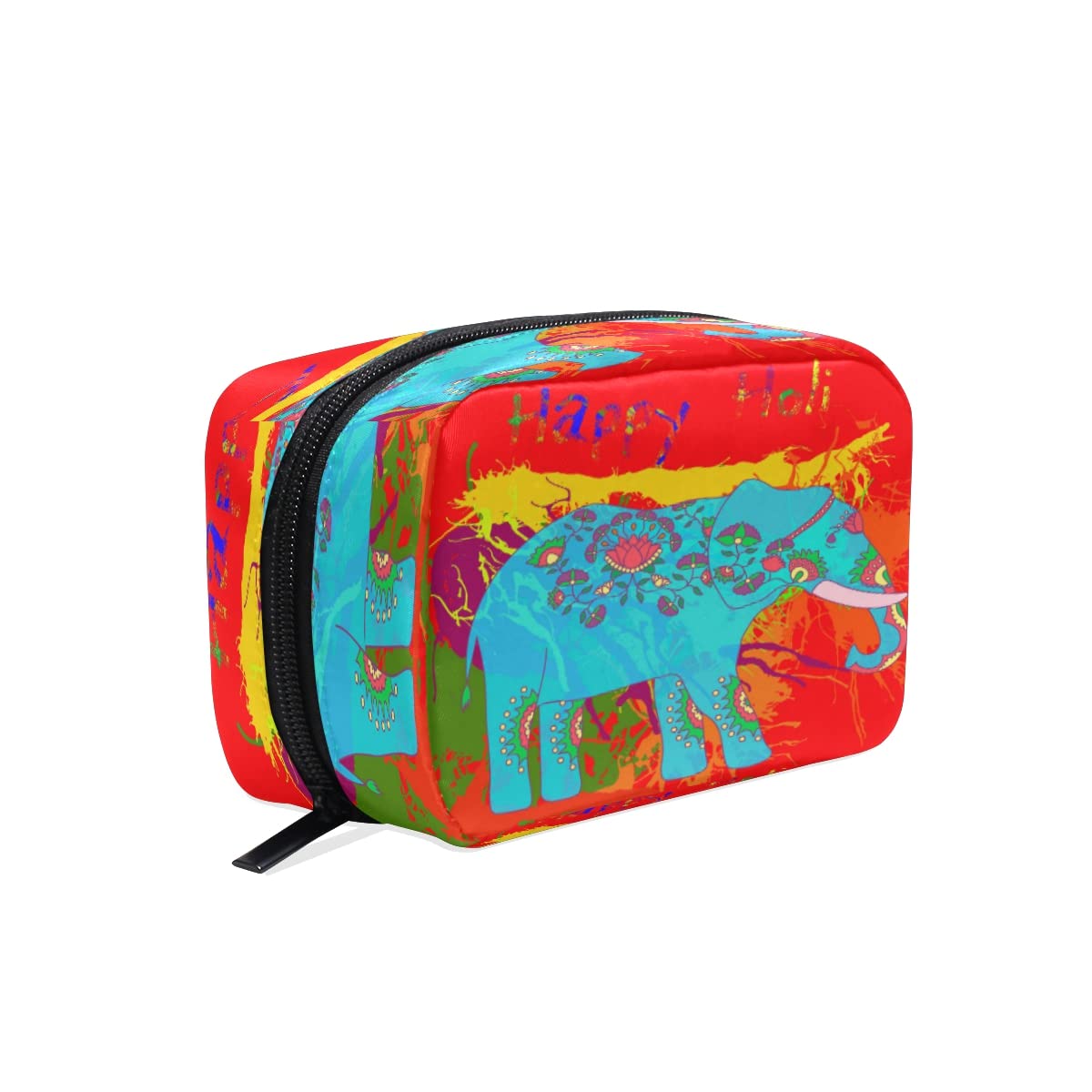 Elephant Art Painting Red Cosmetic Pouch - Women's Makeup Bag & Travel Organizer Case for Toiletries | Perfect for Daily Use, Travel, and Gift Giving