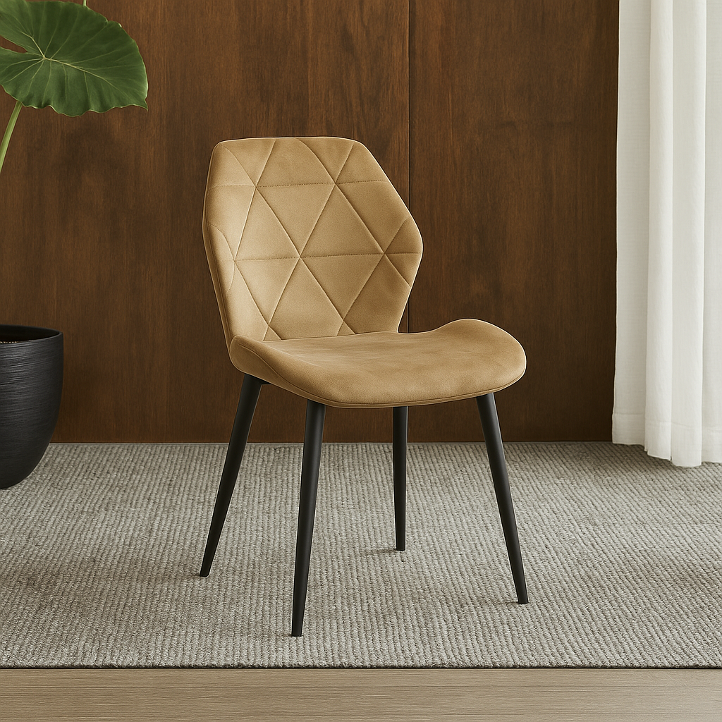 Pavia Coffee Velvet Dining Chair - Modern Upholstered Side Chair with Wooden Legs for Kitchen, Dining Room, or Office (#215)