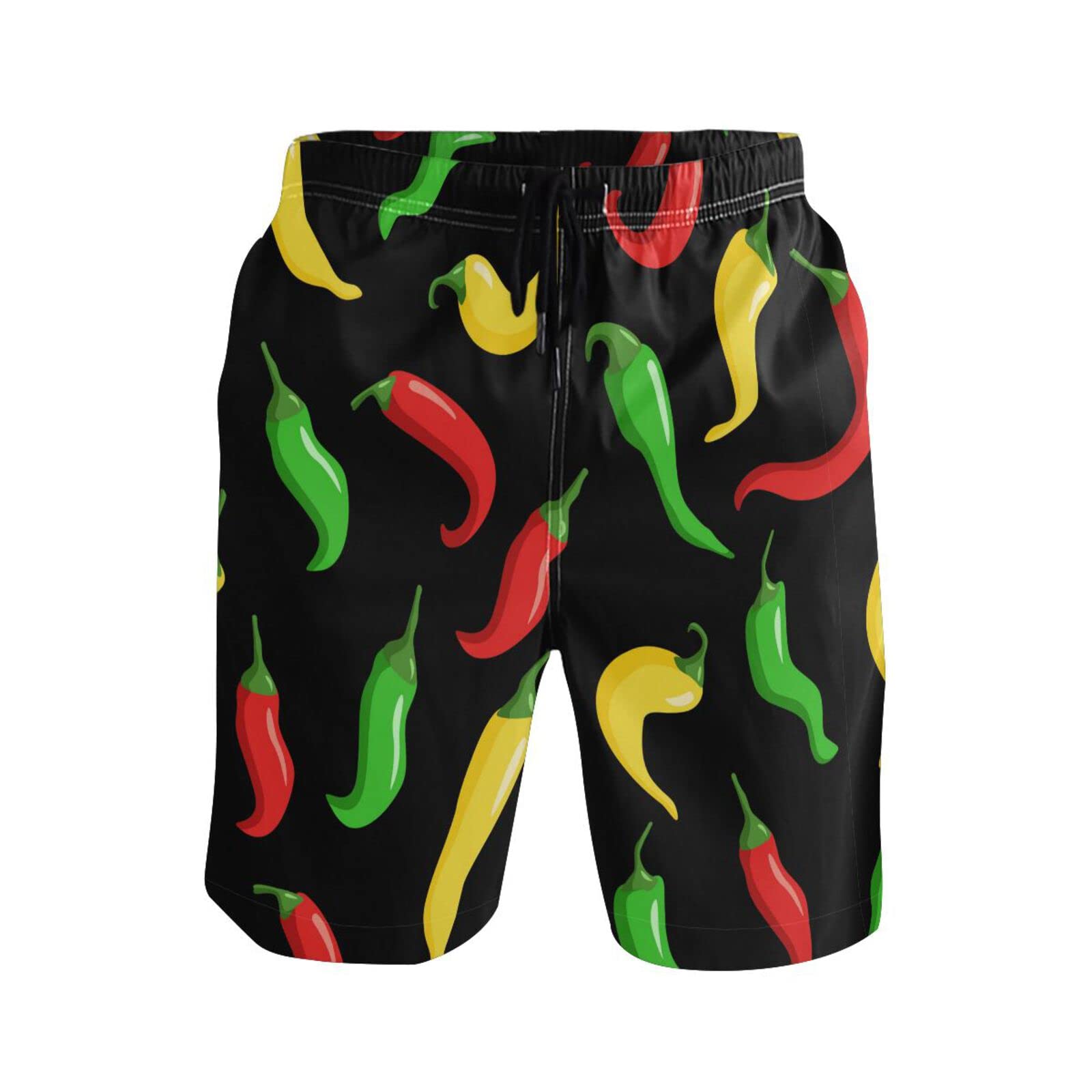 Boccsty Men's Quick Dry Swim Trunks - Green Alien Pattern Beach Shorts with Mesh Lining for Swimming, Surfing & Summer Vacation