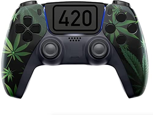 Custom Wireless Pro Controller for PS5 - Unmodded, Exclusive Design (420 Black) - Perfect for Gaming, Streaming & Competitive Play