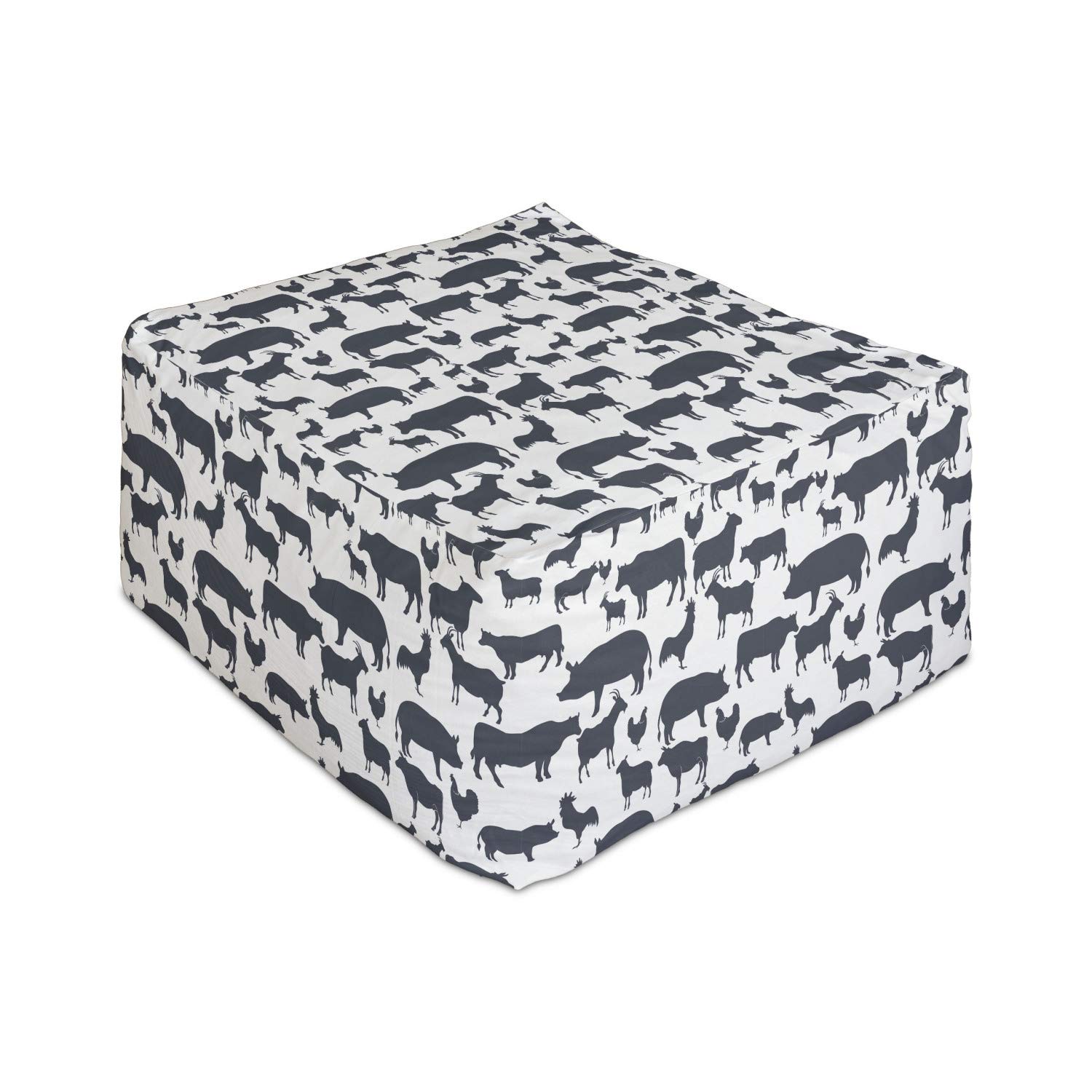 Ambesonne Farm Animal Silhouette Rectangle Pouf Ottoman - 25