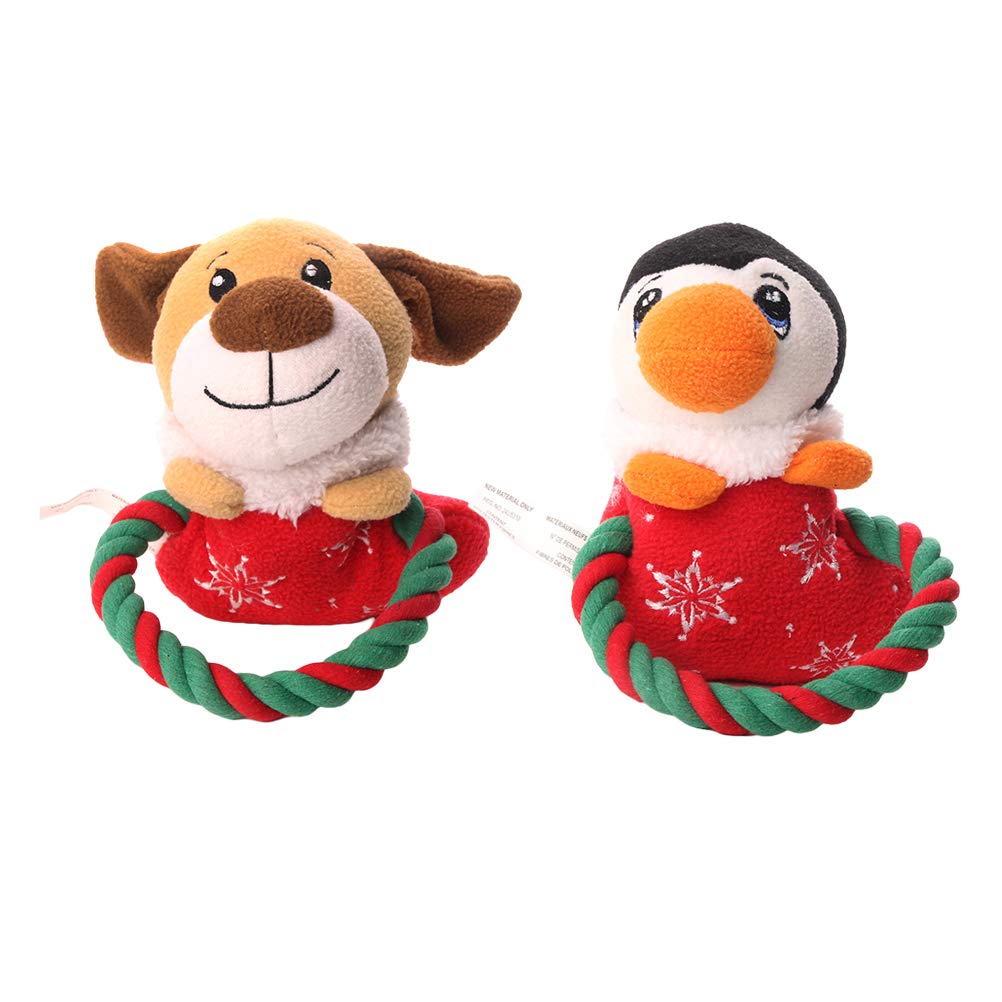 2pcs Christmas Pet Toys for Dogs - Squeaky Plush Chew Toys, Durable Bite Toys for Puppies & Small Dogs - Perfect for Holiday Playtime & Home Decorations