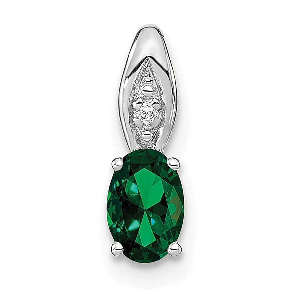 14K White Gold Green Emerald Diamond Pendant Necklace - May Birthstone Jewelry for Women, Elegant Gift for Her - Perfect for Anniversaries, Birthdays & Special Occasions