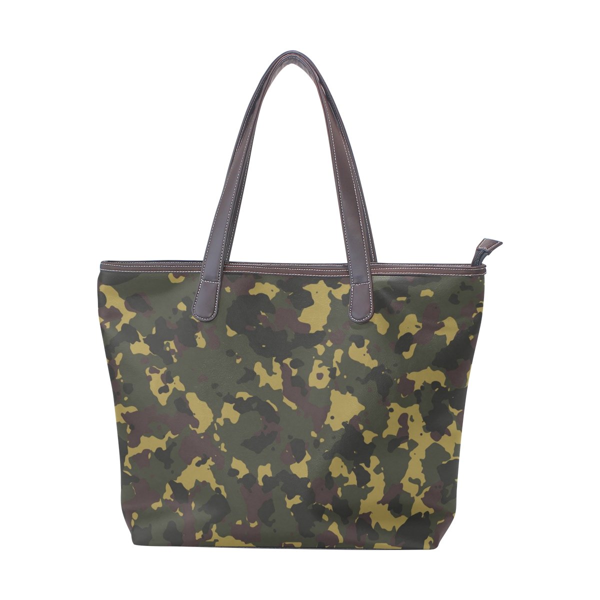 Women's Large PU Leather Tote Shoulder Bag - Camouflage Print Fashion Handbag for Work, Travel & Everyday Use