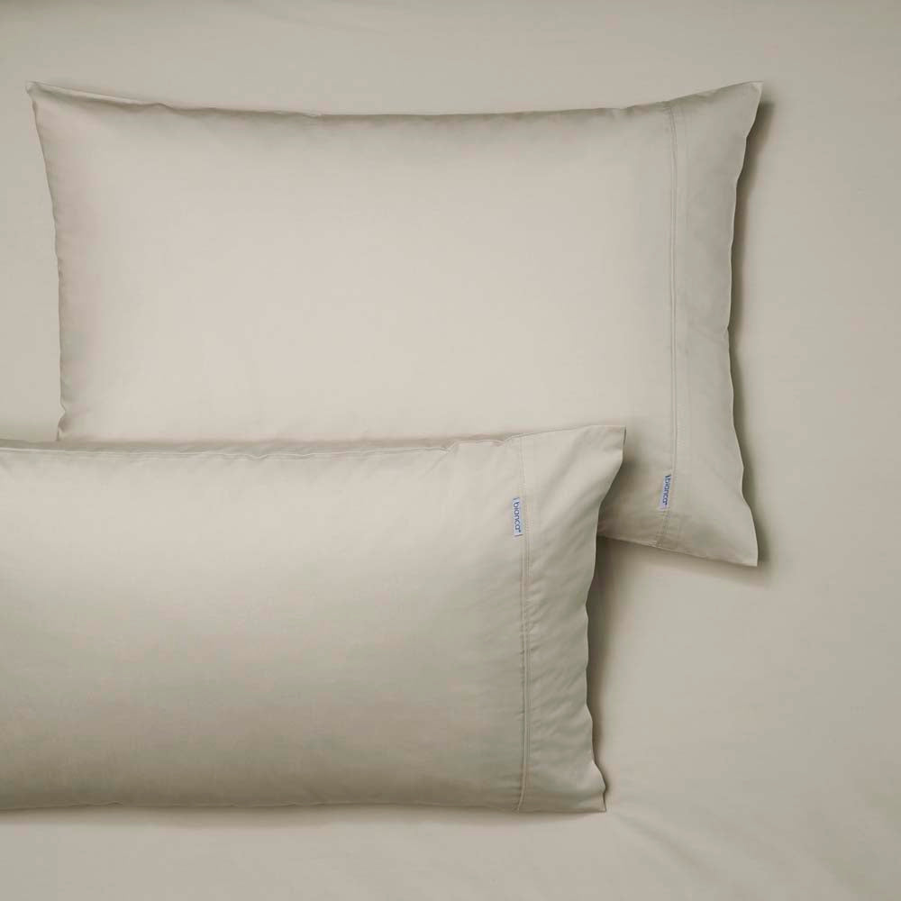 Heston 100% Cotton Percale Fitted Sheet & Pillowcase Set - 300 Thread Count Stone Color - Super King Size (50cm Deep Pocket) - Luxury Bedding for Hotels, Guest Rooms & Master Bedrooms