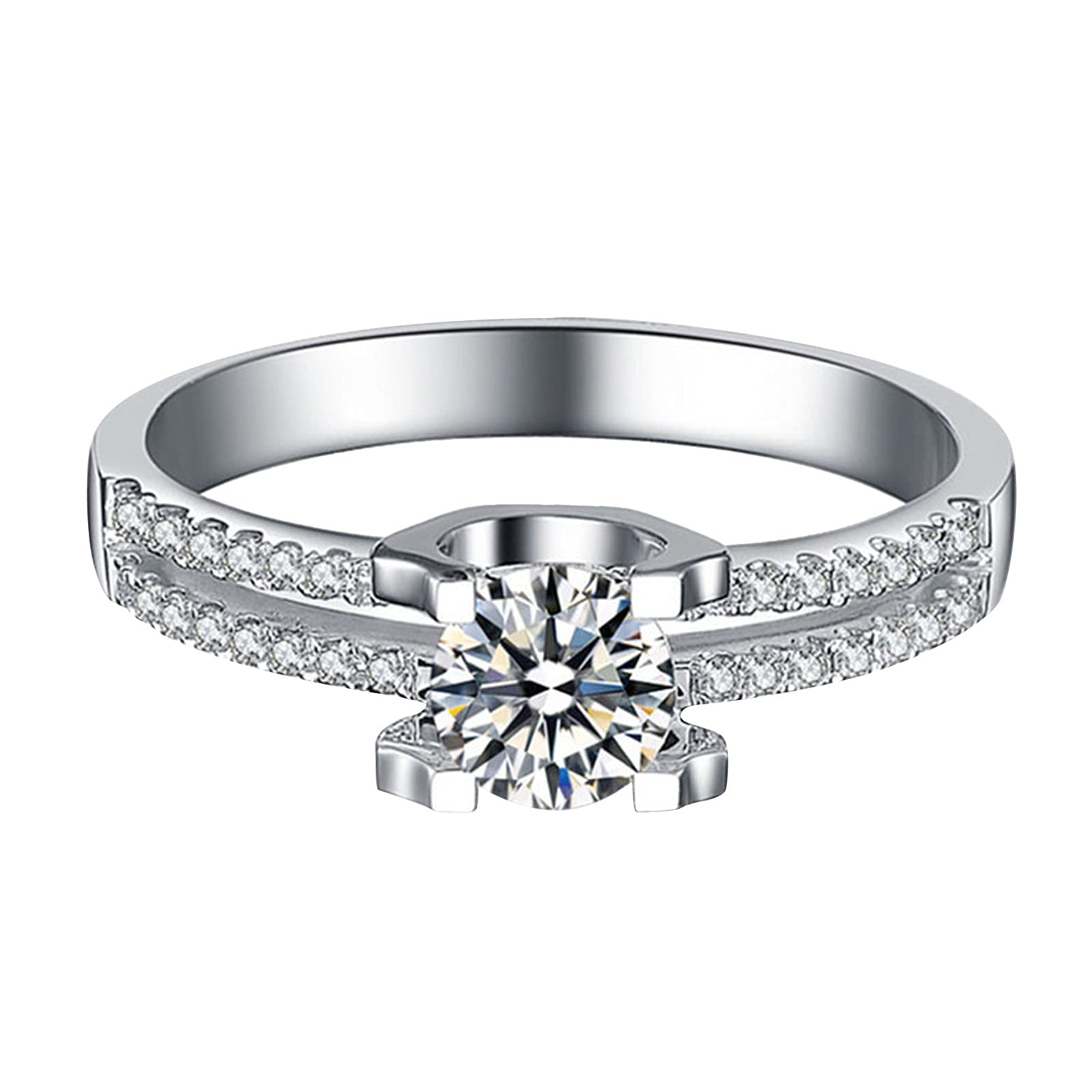 Shiny Zirconia Promise Ring for Women - Elegant Couples Gift Jewelry with Cubic Zirconia Stones - Perfect for Anniversaries, Engagements & Romantic Occasions